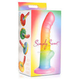 Simply sweet ribbed rainbow dildo