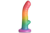 Simply sweet ribbed rainbow dildo