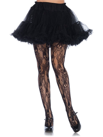 Leg avenue black rose skull lace tights no: 9751