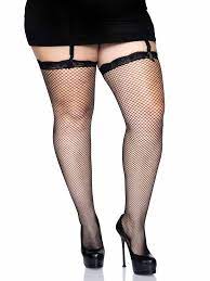 Leg avenue fishnet thigh highs with lace top queen size 9027Q