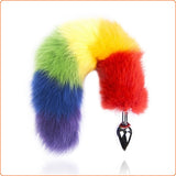 Colourful fox tail steel butt plug