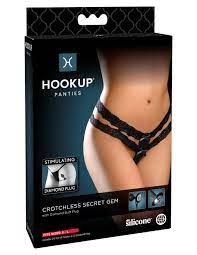 Hook up panties crotchless secret gem black