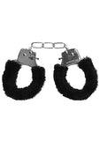 Black and white beginner's furry wrist cuffs