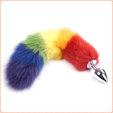 Colourful fox tail steel butt plug