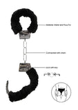 Black and white pleasure furry wrist cuffs with quick release button